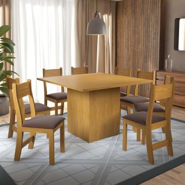 Imagem de Conjunto Para Sala De Jantar Com 8 Cadeiras Vibe Viero Mel/marrom