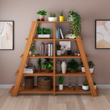 Imagem de Conjunto Home Office 2 Estantes Livreiro Estilo Escada Star Artany Freijó