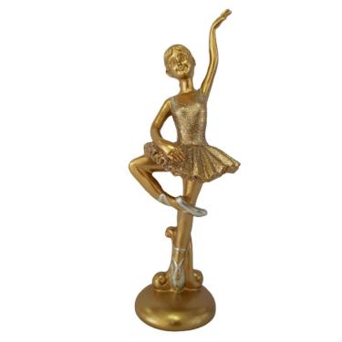 Imagem de Estatueta Bailarina Dourada Em Resina 20.50cm