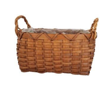 Imagem de Cesto Em Lâmina De Madeira Com Alças Alt 24cm X Comp 34cm X Larg 26cm