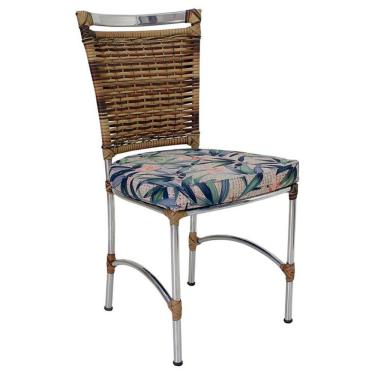 Imagem de Cadeira Em Alumínio E Fibra Sintética Jk Cozinha Edícula Cappuccino E Vinalis Azul