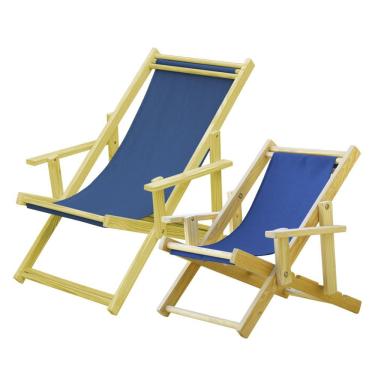 Imagem de Kit 2 Espreguiçadeiras Adulto E Infantil-azul