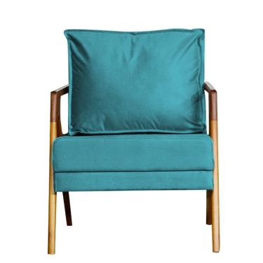 Imagem de Poltrona Cadeira Luxo Veludo Mona Azul Turquesa