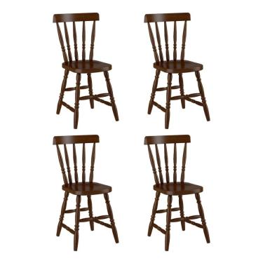 Imagem de Conjunto Com 4 Cadeiras De Jantar Madeira Maciça Multimóveis Cr50087 Castanho Castanho