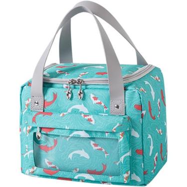 Imagem de Bolsa Térmica Maternidade Necessaire Lancheira Bolsa De Viagem Fitness Marmita verde peixinho