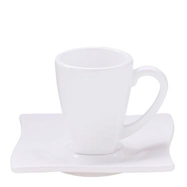 Imagem de Xícara Elegance Para Café Com Pires 80ml Branca Em Policarbonato Linha Profissional Cook Vem