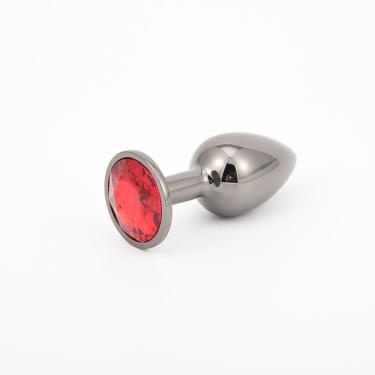 Imagem de Plug Anal 8,3cm De Metal Grafite Com Pedra Vermelha - Lovetoys - Cinza Metalizado