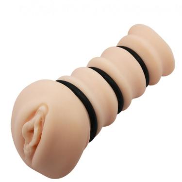 Imagem de Masturbador Vagina Com Túnel Texturizado E 3 Anéis - Crazy Bull Rossi Flesh - Bege