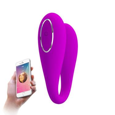 Imagem de Vibrador Para Casal Recarregável 12 Funções Motor Duplo Contole Por App Celular - August Pretty Love - Magenta