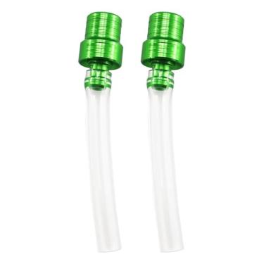 Imagem de 2 peças Tampa de gás para motocicleta tanque de combustível ventilação da tampa de combustível, tubo de mangueira de respiro bidirecional válvula tanque válvula tubo universal tampa de respiração com ATV Quad CRF YZF RMZ KLX DRZ Pit Dirt Bike, verde