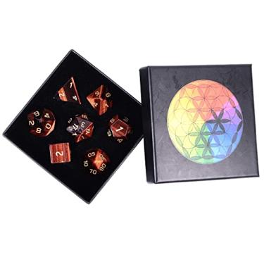 Imagem de Nupuyai Conjunto de dados poliédricos Healing Red Tiger Eye Crystal D&D com caixa para Dungeons and Dragons, conjunto de 7 dados de jogo de mesa para RPG MTG RPG