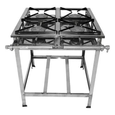 Imagem de Fogão Gás Alta Pressão Aço Inox 4 Boca - infinity grill
