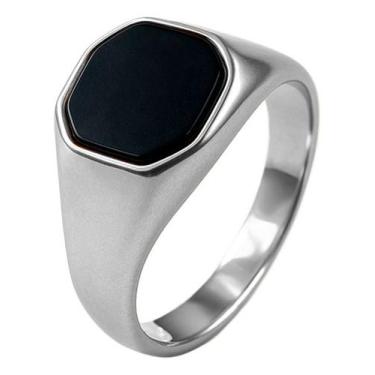 Imagem de Anel Masculino Prata 925 Quadrado Pedra Zircônia Sinete Dedeira - Zafi