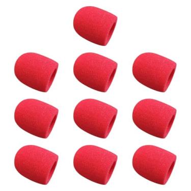 Imagem de FVDPWYE 10 Peças de Capa de Espuma para Microfone de Mão, Substituição de Capa de Microfone para Salas de Conferência, Vermelho