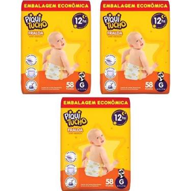 Imagem de KIT 3 Fraldas Descartáveis Piquitucho Hiper - Todos os Tamanhos, G