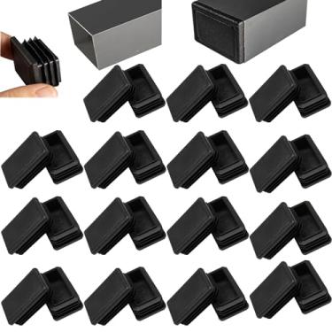 Imagem de KuuGuu 30 Peças De Tampas Extremidade Tubo Retangular 1X2" - Tampa Poste Quadrado Plástico Premium Para Metal, Cano, Cerca, Pernas Cadeira, Protetor Piso Móveis (30 * 50 Mm Preto)