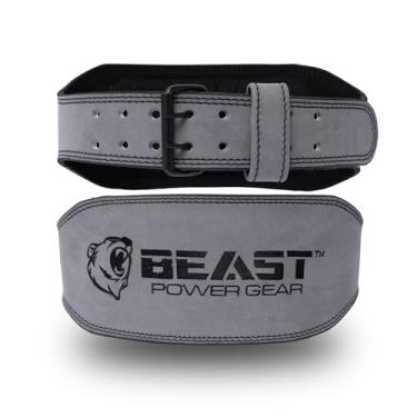 Imagem de Beast Power Gear Cinto De Levantamento Peso - 4" Couro Legítimo Para Suporte Lombar, Musculação, Agachamento, Terra, Treinamento Força Cruzada, Peso, Academia, Homens E Mulheres (Cinza, 6", Pequeno,