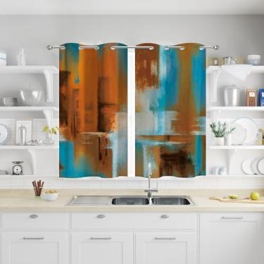 Imagem de Asuexpect Cortinas Rust 2 Painéis Cortina Abstrata Escurecimento De Ambiente Ilhós Tratamentos Janela Modernos Decorativos Para Quarto E Sala Estar, 26X36"
