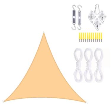 Imagem de TBATM Parabrisas de Sol ao ar Livre 2.4x2.4x2.4m Triângulo Sol Parabrisa Vela, Uv Bloqueador Parabrisa Vela com Kit de Fixação e Cordas Livres, Impermeável, para Pátio Jardim Piscina,Light orange