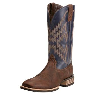 Imagem de Ariat Bota de cowboy ocidental esportiva masculina com bico quadrado largo, Barra marrom/Arizona Sky, 11