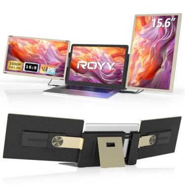 Imagem de ROYY Extensor de tela de laptop monitor triplo - monitor portátil destacável de 15,6 polegadas 120% sRGB FHD 1080p IPS 235 graus de rotação extra tela compatível com Mac Wins Dex Chrome serve para