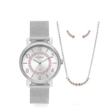 Imagem de Relógio Feminino Condor Kit Pulseira Mesh C02039MUHK4K Prata - TECHNOS