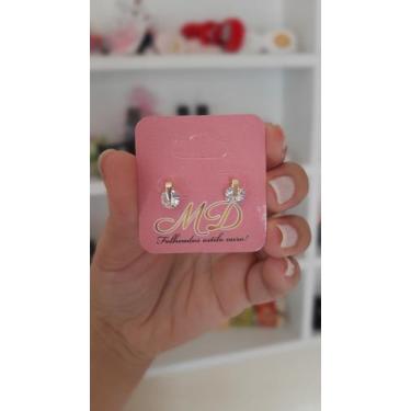 Imagem de Brinco folheado pequeno com pedra de zirconia. - MD folheados estilo o