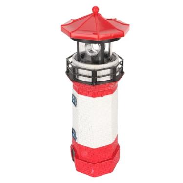 Imagem de Luqeeg Farol solar giratório, resina sem desbotamento LED decoração de jardim estátua de farol, lâmpada giratória decorativa para jardim, paisagem, quintal (BS38062)