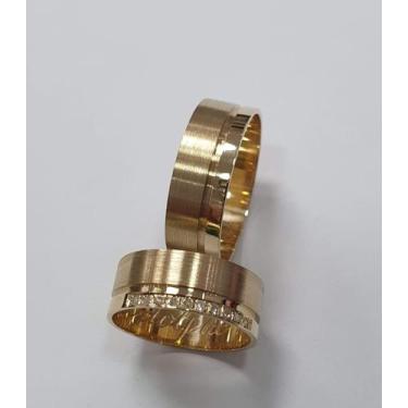 Imagem de Alianças em ouro 18k garantia permanente com brilhantes na feminina - 