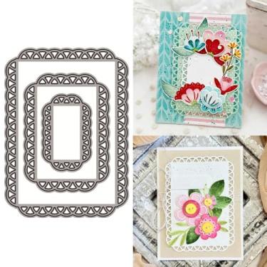 Imagem de XMZZMX Matrizes de corte de metal de fundo de renda oca para fazer cartões, kit de moldes de corte de papel em relevo, suprimentos, álbuns, porta-fotos, álbuns de recortes, conjuntos de estênceis para