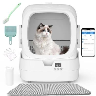 Imagem de Caixa de areia automática para gatos autolimpante - Controle de aplicativo e monitoramento de peso - Caixa de areia ultra silenciosa, média para gatos e gatinhos, segura anti-beliscar 【Montagem
