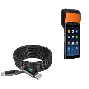 Imagem de Cabo para Sunmi V2 (cabo da BoxWave) – Cabo PowerDisplay PD (1,8 m) – USB-C para USB-C (100 W), tela LED 1,8 m, cabo de nylon trançado PD para Sunmi V2 – Preto