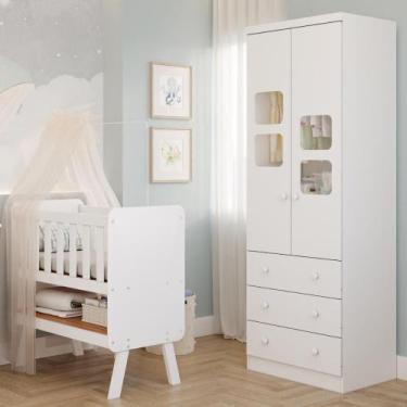 Imagem de Quarto de Bebê Completo Mini Berço Faura Guarda Roupa Uli 2 Portas 3 G