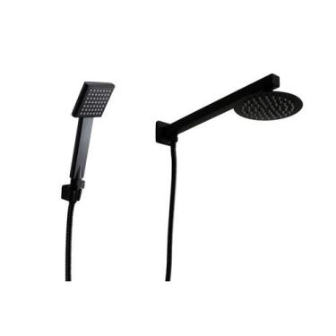 Imagem de Ducha Redonda 15 cm Inox com Ducha Manual Quadrado ABS com Trava - AMG