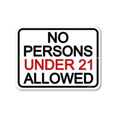 Imagem de Honey Dew Gifts, Não são permitidas pessoas menores de 21 anos, 30,5 cm por 23 cm, feito nos EUA, placa de metal, placa de 21 ou mais, decoração de bar e acessórios, nenhuma pessoa abaixo de 21,