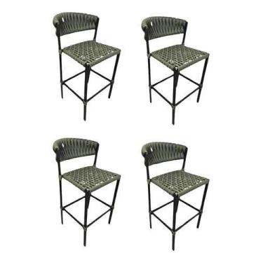 Imagem de Kit 4 Banquetas Trico Nautico E Aluminio Para Bancada - Universe