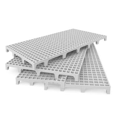 Imagem de Kit 10 Palete Pallet Estrado Piso Plástico 2,5x25x50cm (Branco)