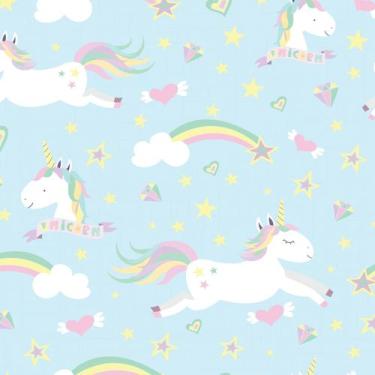 Imagem de Papel de Parede Unicórnios na Nuvens 57x270cm - Quartinhos