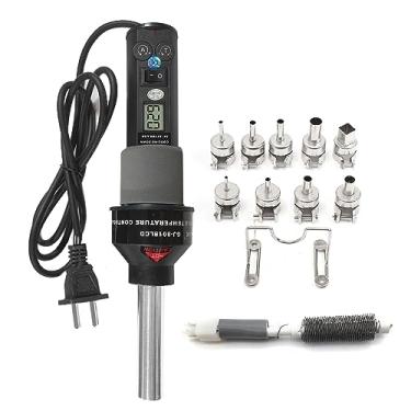 Imagem de CIADAZ Máquina de ar quente de solda com controle de temperatura portátil 450 ℃ Estação de retrabalho de ar quente SMD Ferramenta de dessoldagem com bicos Visor digital LCD Controle de fluxo de ar par