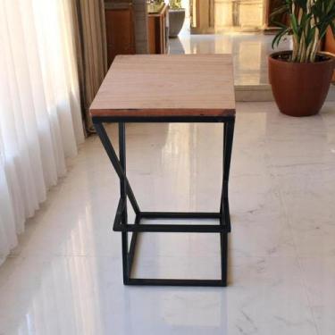 Imagem de BANQUETA QUADRADA AÇO MADEIRA ESTILO INDUSTRIAL BQ04 Informar cor da e