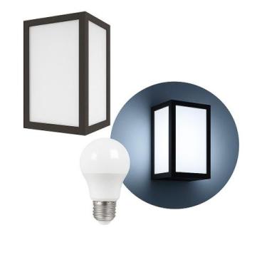 Imagem de Arandela Luminária Vitra 3 Vidros Externa Marrom + LED A60 12W Br. Fri