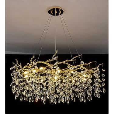Imagem de Lustres, moderno ramo de árvore cristal led luz gota de chuva armário de cristal leve grande hall de entrada teto para cozinha sala de jantar hotéis/80 cm - 10 luzes/a