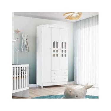 Imagem de Guarda-Roupa Infantil Carolina Baby Eloa com 3 Portas, 2 Gavetas e 4 Prateleiras – 94cm de largura
