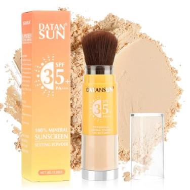 Imagem de Maquiagem com protetor solar em pó mineral – FPS 35, protetor solar para rosto, couro cabeludo e cabelo, pó de acabamento solto fosco natural, controle de óleo, leve, respirável (#03 Light)