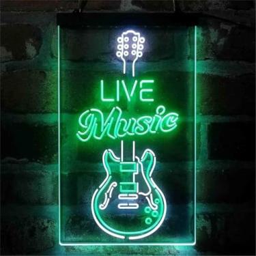 Imagem de Guitarras Rock Neon Sign Bar Music Rock Led Neon Light Sign Guitar Music Neon Signs Guitar Shape Music Neon Signs Party Wall Art Decor Music Music Lovers Gift With Dimmable Switch, I, 15.7"x11.8"