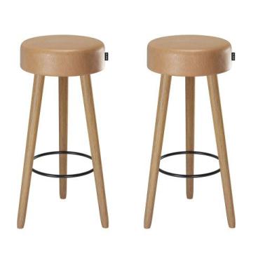 Imagem de Kit 2 Banquetas Altas Londres material sintético Amarula - Loja Sheep