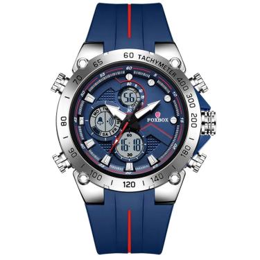 Imagem de Relógio Masculino Militar Esportivo Dual Display A Prova D´agua Azul Prata