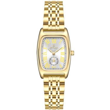 Imagem de Relógio Feminino Vintage Pulseira Em Aço Mostrador Elegante Casual à Prova D´agua Dourado