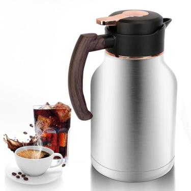 Imagem de Garrafa térmica de café de 1,5 g, garrafa térmica a vácuo de aço inoxidável, garrafas para manter quente, para água quente, chá, bebidas frias (prata)