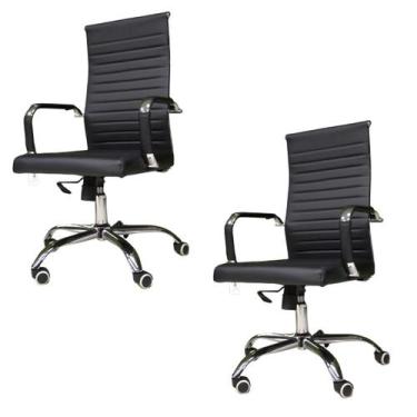 Imagem de Kit 2 Cadeira Escritório Presidente Executiva Esteirinha Office Elegan